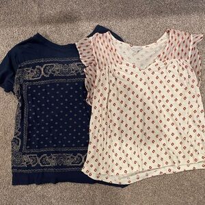 Lucky Brand Navy and White Tees Set